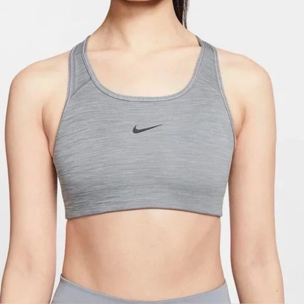 NWT NIKE Dri-FIT Swoosh Medium-Support Athletic Sport Training Bra Grey Size S